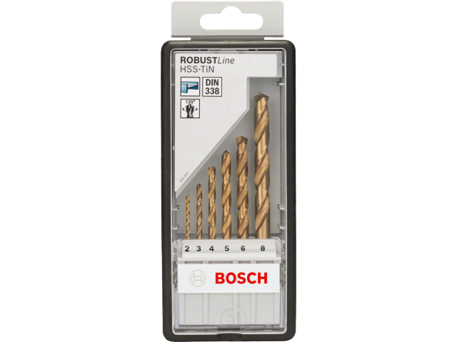 6-delni komplet svedrov za kovino Bosch Robust Line HSS-TiN, 135°, 2–8mm, 2607010530